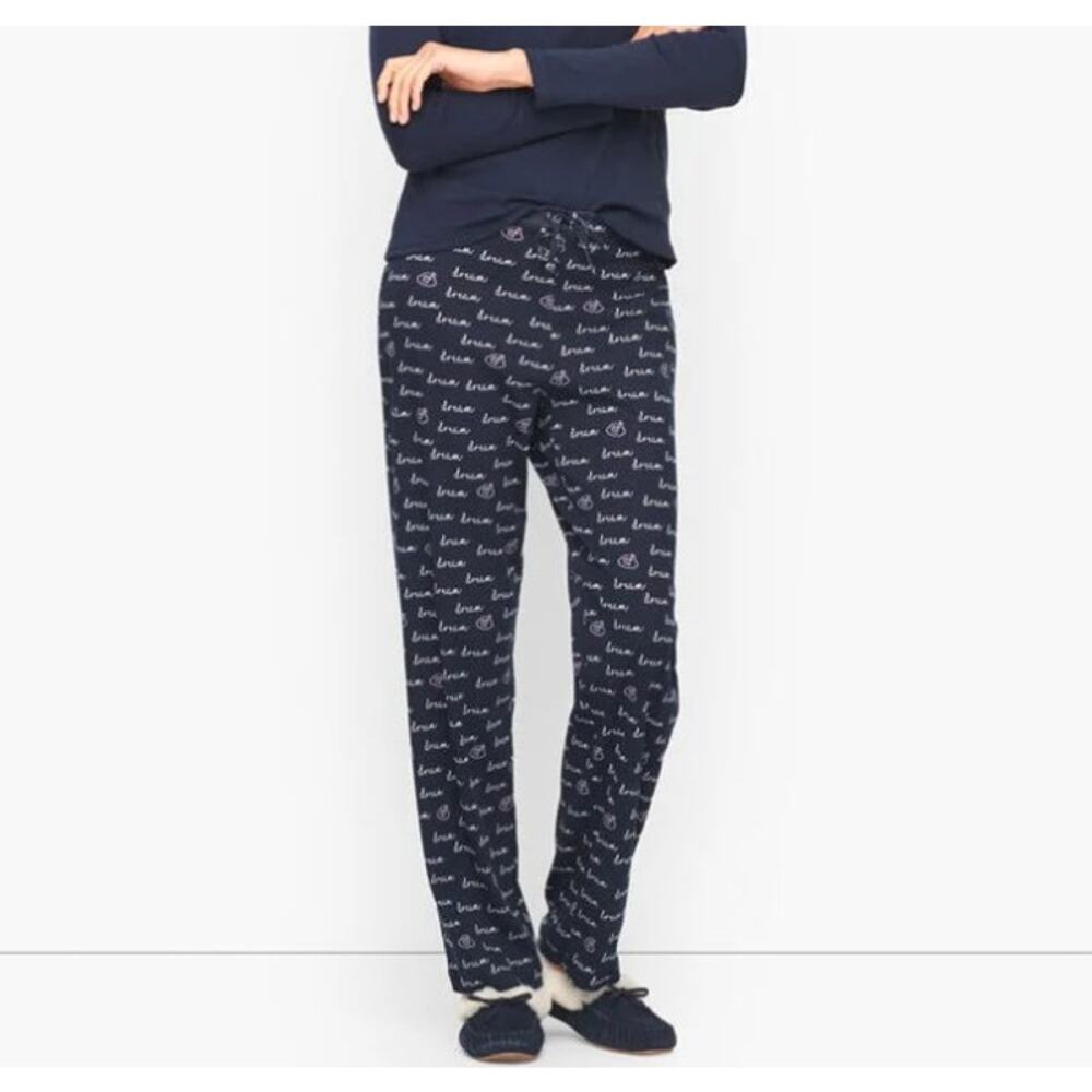 Talbots Picot Womens Small Sleep Pants Pajama Pants Navy Blue Pull On Dream